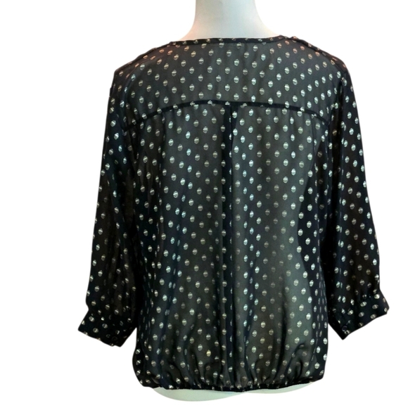 Glam Dollz Blown Away Top Black Silver Polka Dot Sheer Women's Top size XL - Picture 3 of 14
